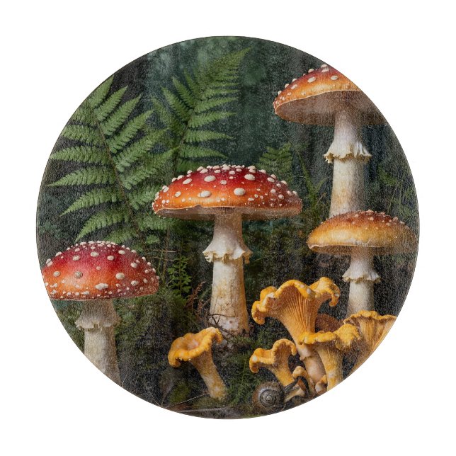 Fly Agaric Mushrooms Forest Botanical Cutting Board (Front)