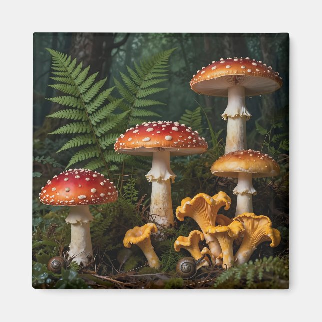 Fly Agaric Mushrooms Forest Botanical Magnet (Front)