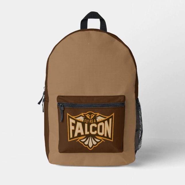 Fly As A Falcon Sepia Printed Backpack (Front)