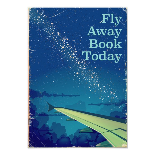 Fly Away Book Today vintage flight poster (Front)