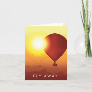 Fly Away Hot air balloon evening sky Holiday Card