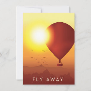 Fly Away Hot air balloon evening sky Invitation