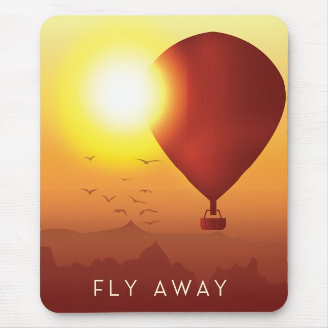 Fly Away Hot air balloon evening sky Mouse Pad (Front)