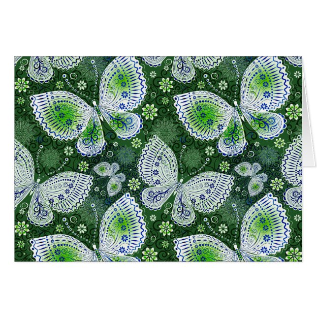Fly Away Paisley Butterfly Print Green  (Front Horizontal)