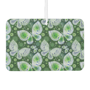 Fly Away Paisley Butterfly Print Green Car Air Freshener