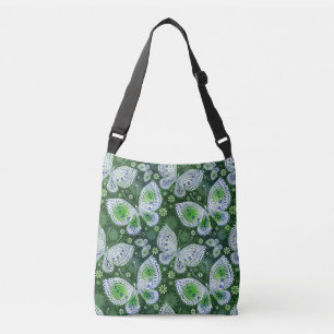 Fly Away Paisley Butterfly Print Green Crossbody Bag