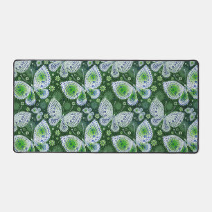 Fly Away Paisley Butterfly Print Green  Desk Mat
