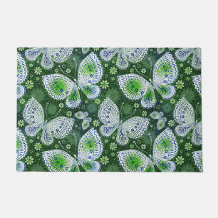 Fly Away Paisley Butterfly Print Green  Doormat