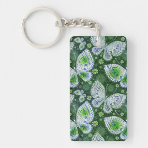 Fly Away Paisley Butterfly Print Green  Key Ring