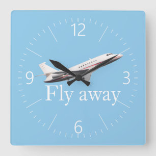 Fly away square wall clock