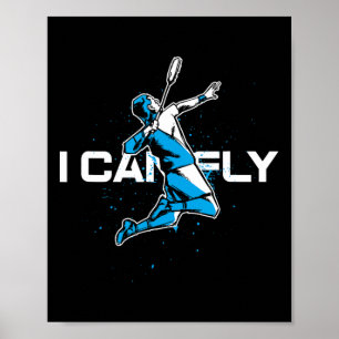 Fly Badminton Player Shuttle Trainer Racket Sports Poster