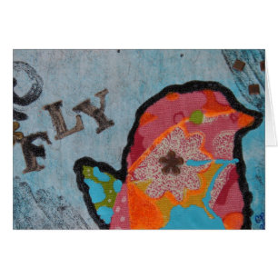 Fly Bird mixed media art collage