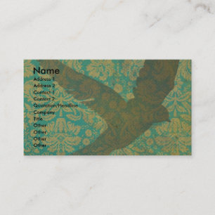 Fly, Bird on Vintage Wallpaper Digital Art Business Card
