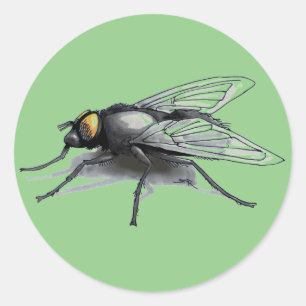Fly Buddy gray large round stickers