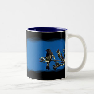 Fly Catcher on Black Two-Tone Coffee Mug