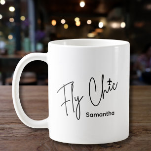 Fly Chic Typography & Aeroplane Aviation Simple Coffee Mug