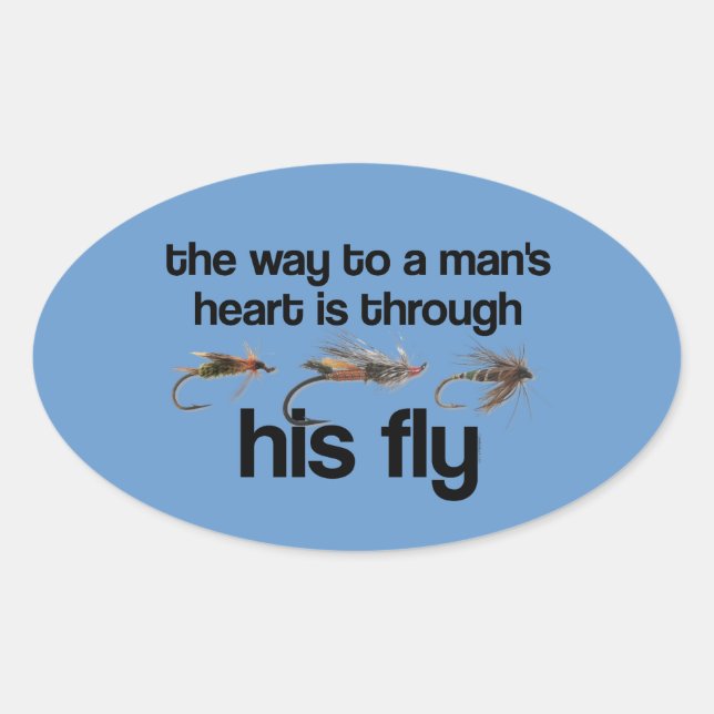 Fly Fish Man's Heart Sticker (Front)