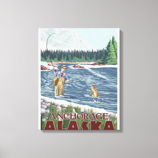 Fly Fisherman - Anchorage, Alaska Canvas Print (Front)