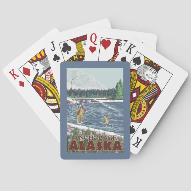 Fly Fisherman - Anchorage, Alaska Playing Cards (Back)