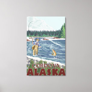 Fly Fisherman - Cordova, Alaska Canvas Print