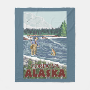 Fly Fisherman - Cordova, Alaska Fleece Blanket