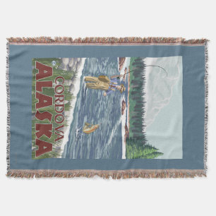 Fly Fisherman - Cordova, Alaska Throw Blanket