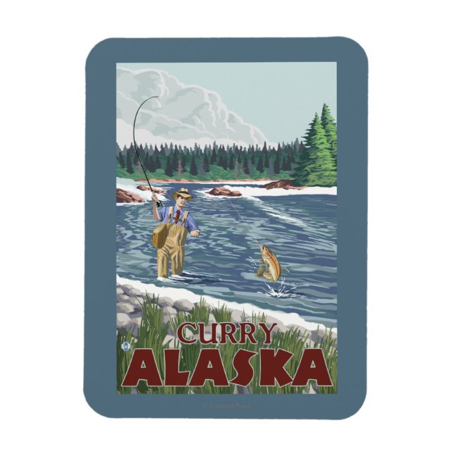 Fly Fisherman - Curry, Alaska Magnet (Vertical)