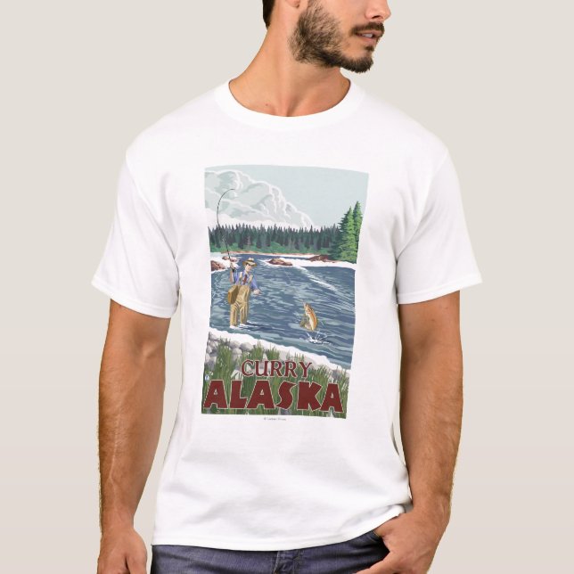 Fly Fisherman - Curry, Alaska T-Shirt (Front)