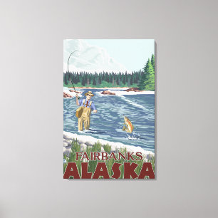 Fly Fisherman - Fairbanks, Alaska Canvas Print