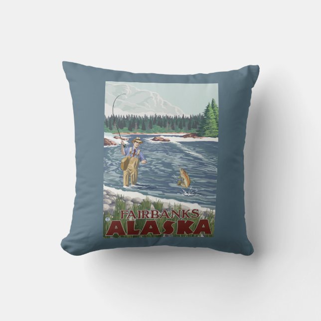 Fly Fisherman - Fairbanks, Alaska Cushion (Front)