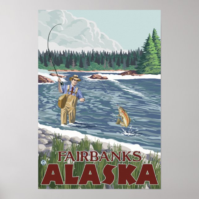 Fly Fisherman - Fairbanks, Alaska Poster (Front)