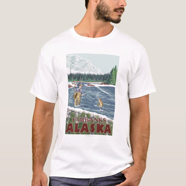 Fly Fisherman - Fairbanks, Alaska T-Shirt (Front)