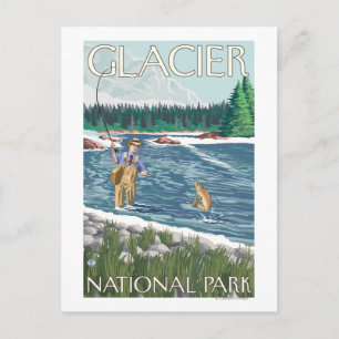 Fly Fisherman - Glacier National Park, MT Postcard