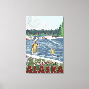 Fly Fisherman - Katmai, Alaska Canvas Print