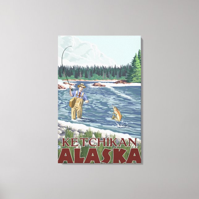 Fly Fisherman - Ketchikan, Alaska Canvas Print (Front)
