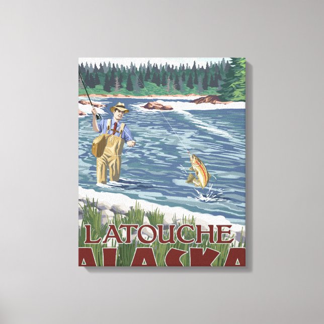 Fly Fisherman - Latouche, Alaska Canvas Print (Front)