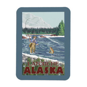 Fly Fisherman - Latouche, Alaska Magnet