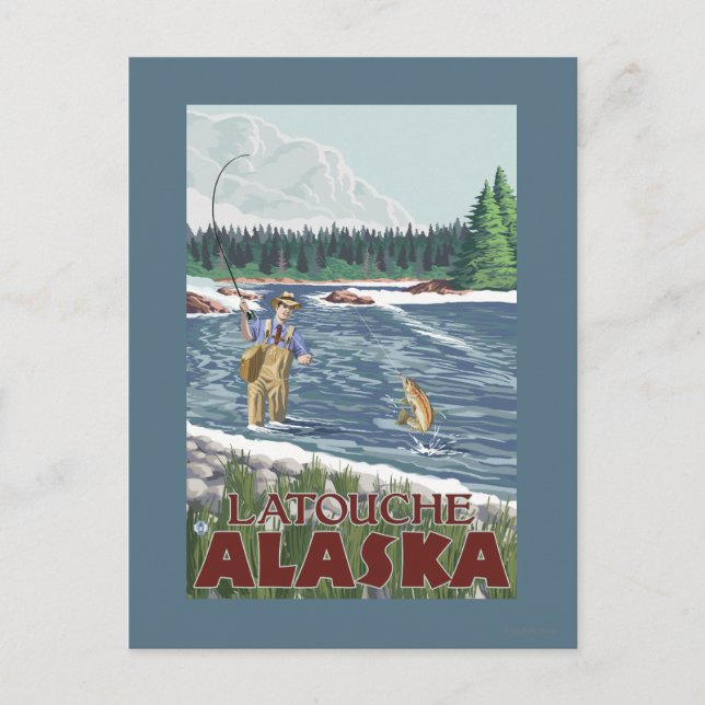 Fly Fisherman - Latouche, Alaska Postcard (Front)