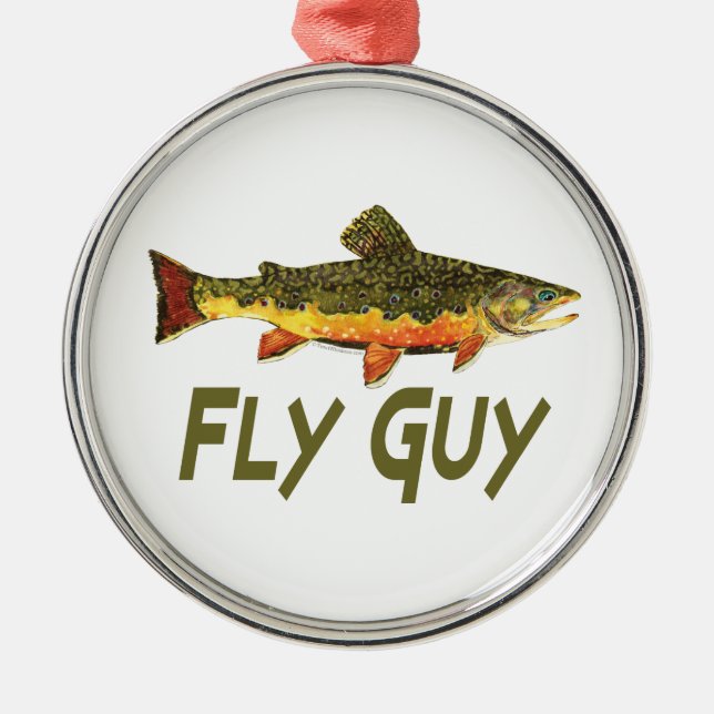 Fly Fisherman Metal Tree Decoration (Front)
