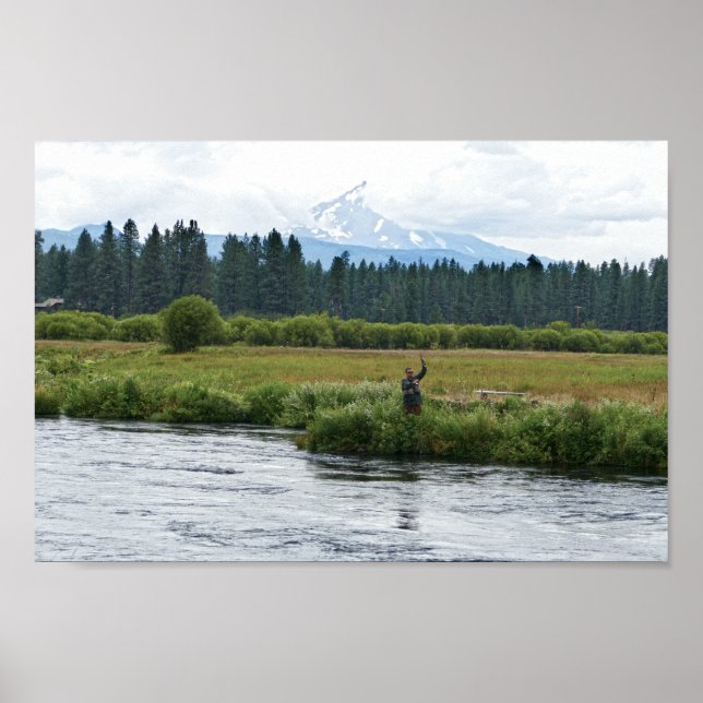 Fly Fisherman on the Metolius River, Oregon Poster (Front)