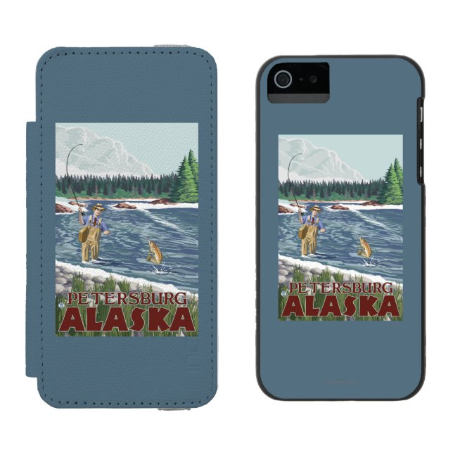 Fly Fisherman - Petersburg, Alaska Incipio iPhone Wallet Case (Side by Side)