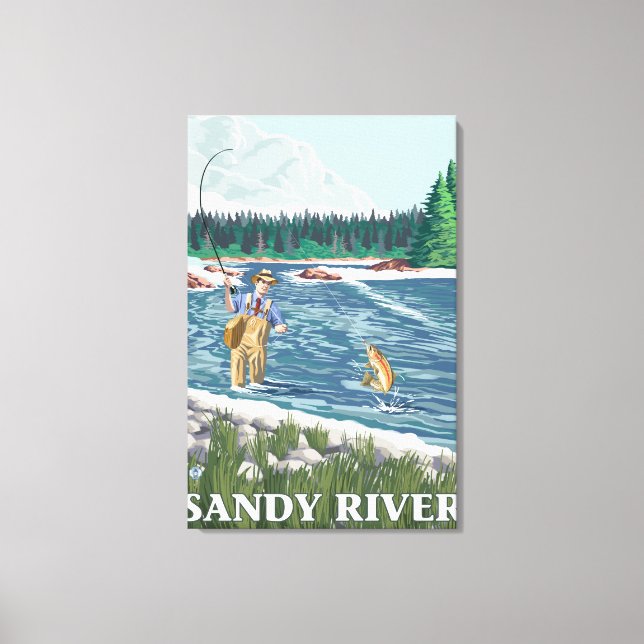Fly Fisherman - Sandy River, Oregon Canvas Print (Front)