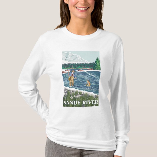 Fly Fisherman - Sandy River, Oregon T-Shirt (Front)
