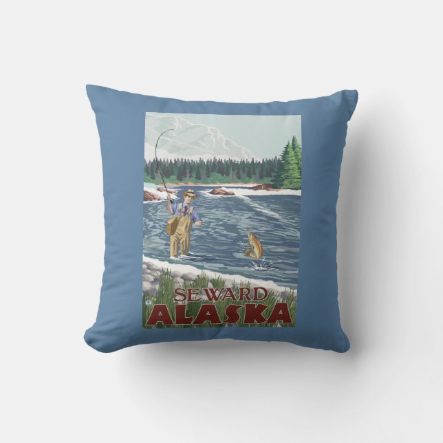 Fly Fisherman - Seward, Alaska Cushion (Front)