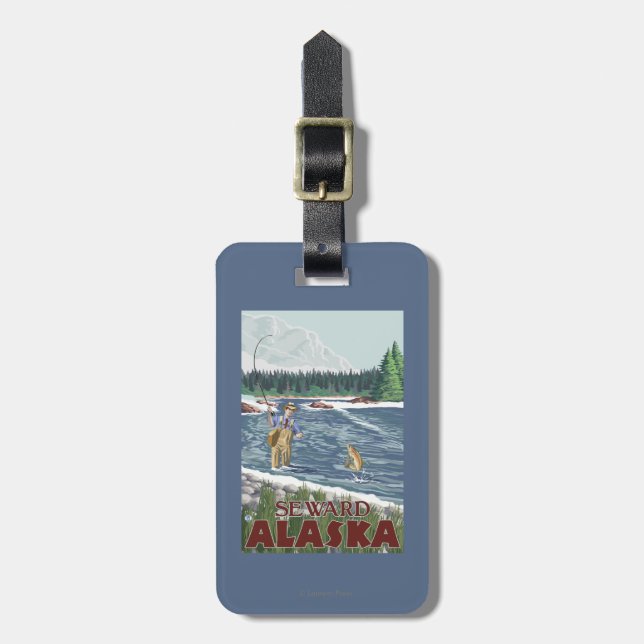 Fly Fisherman - Seward, Alaska Luggage Tag (Front Vertical)