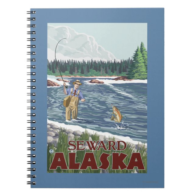 Fly Fisherman - Seward, Alaska Spiral Notebook (Front)