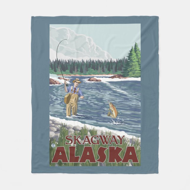 Fly Fisherman - Skagway, Alaska Fleece Blanket (Front)