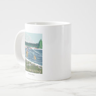 Fly Fisherman - West Yellowstone, Montana Large Coffee Mug