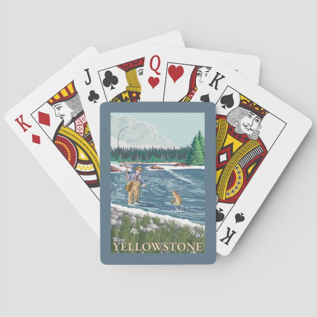 Fly Fisherman - West Yellowstone, Montana Playing Cards (Back)