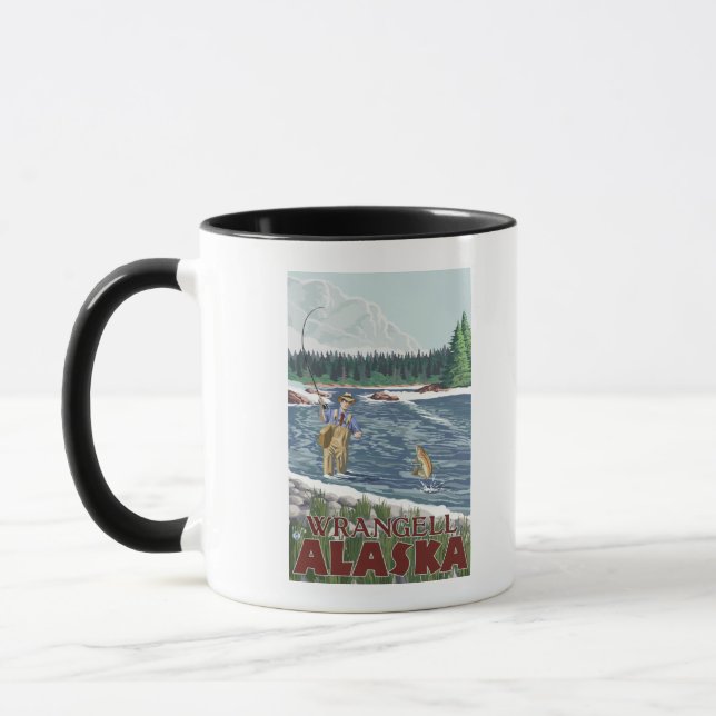 Fly Fisherman - Wrangell, Alaska Mug (Left)